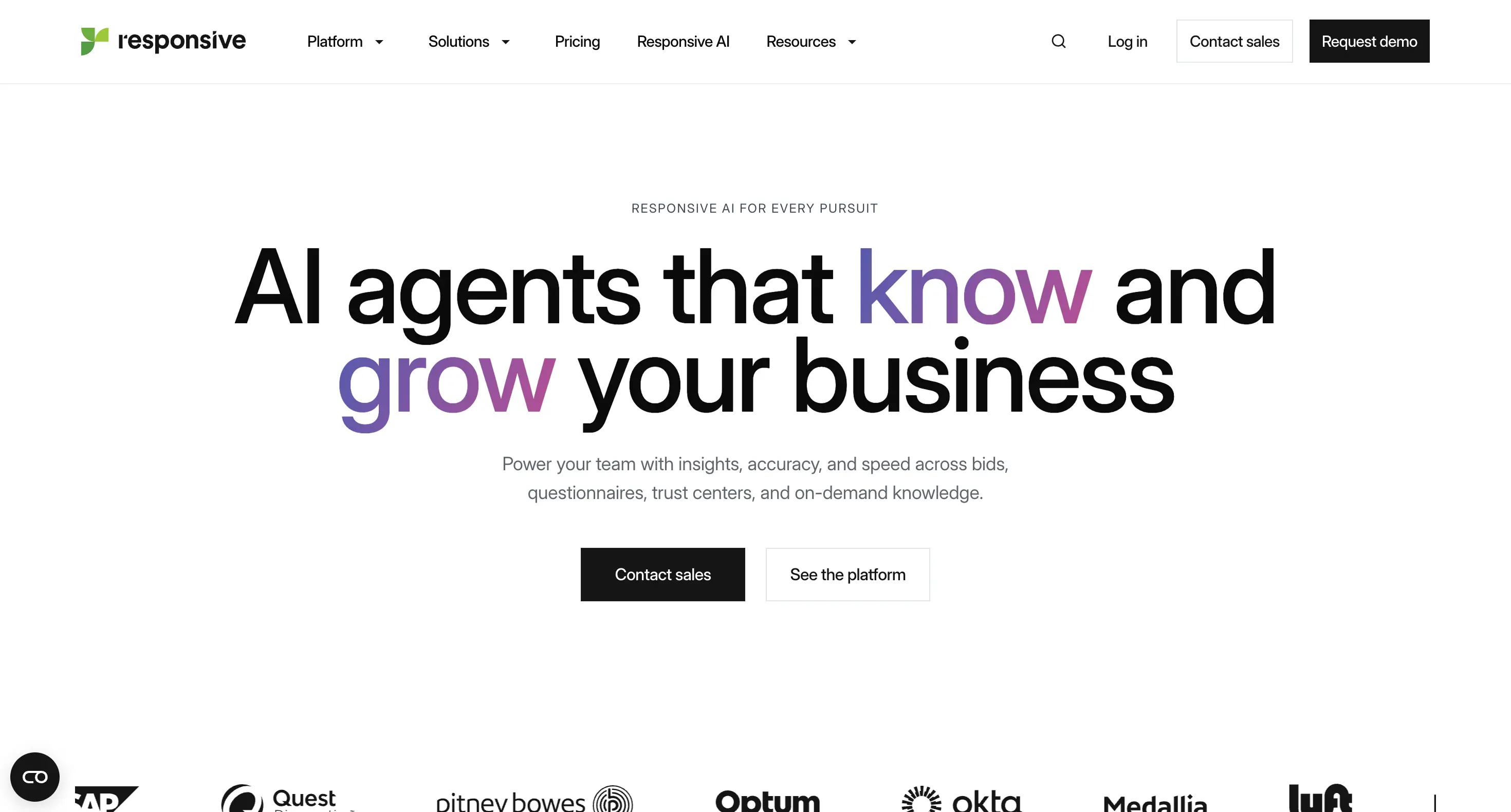 Responsive.io enterprise AI RFP software dashboard